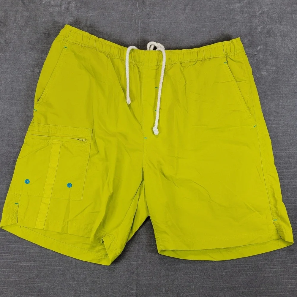 Tommy Bahama Relax Mens L Lime Green Nylon Swim Trunks Cargo Pocket Board Shorts